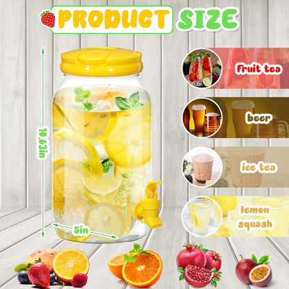 Havawish 2 Pcs 1 Gallon Plastic Beverage Dispenser with Spigot Clear Summer Kitchen Fridge Drink Dispenser for Parties Lemonade Juice Tea Beer Cold Water (Red,Cylinder)