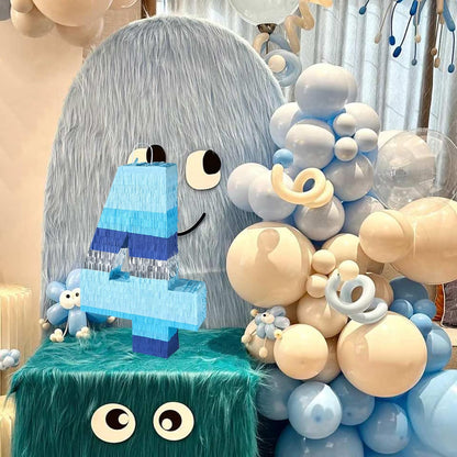 PCFING 20 Inch Number 3 Piñata Blue Silver with 30 Inch Piñata Stick Blindfold Confetti for Boys Girls Adults Birthday Party Decorations, Anniversary Celebration, Fiesta