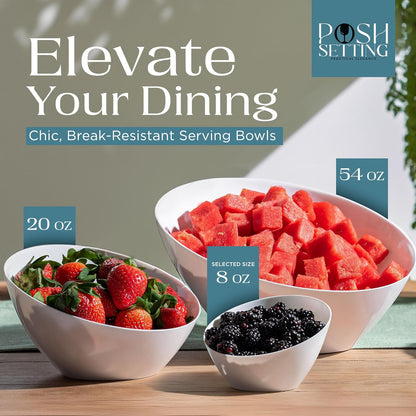 Posh Setting Crystal Clear, Disposable Premium Hard Plastic Medium Angled Bowl, Party, Salad, Snack and Fruit Bowl 5 Pack