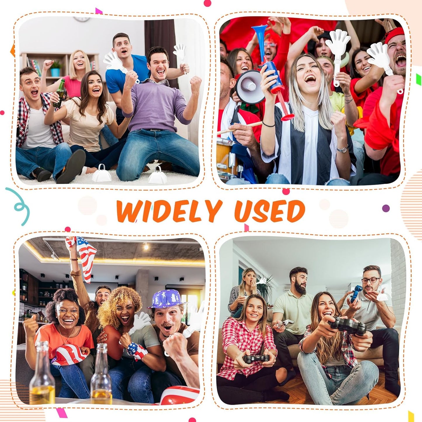 24 Pcs Hand Clappers and Metal Cowbells Noise Makers Cheering Clappers Cow Bells Handle Cheers Dance Basketball Football Noise Makers Sporting Events Graduation School Sports Party (Purple)