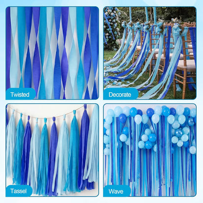 Pastel Crepe Paper Streamers 9 Rolls 738ft,Fancy Streamers Party Decorations for Birthday Mother's Day Wedding Holiday Decorations DIY Gift Wrapping, 1.77 Inch x 82 Ft/Roll
