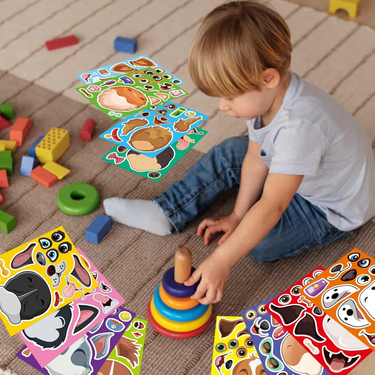 24 Sheets Make a Face Stickers for Kids Toddlers, Make Your Own Animal Mix and Match Sticker Sheets with Sea Animals Horses Dinosaurs Unicorns for Kids Crafts Party Favors Goodie Bags Stuffers