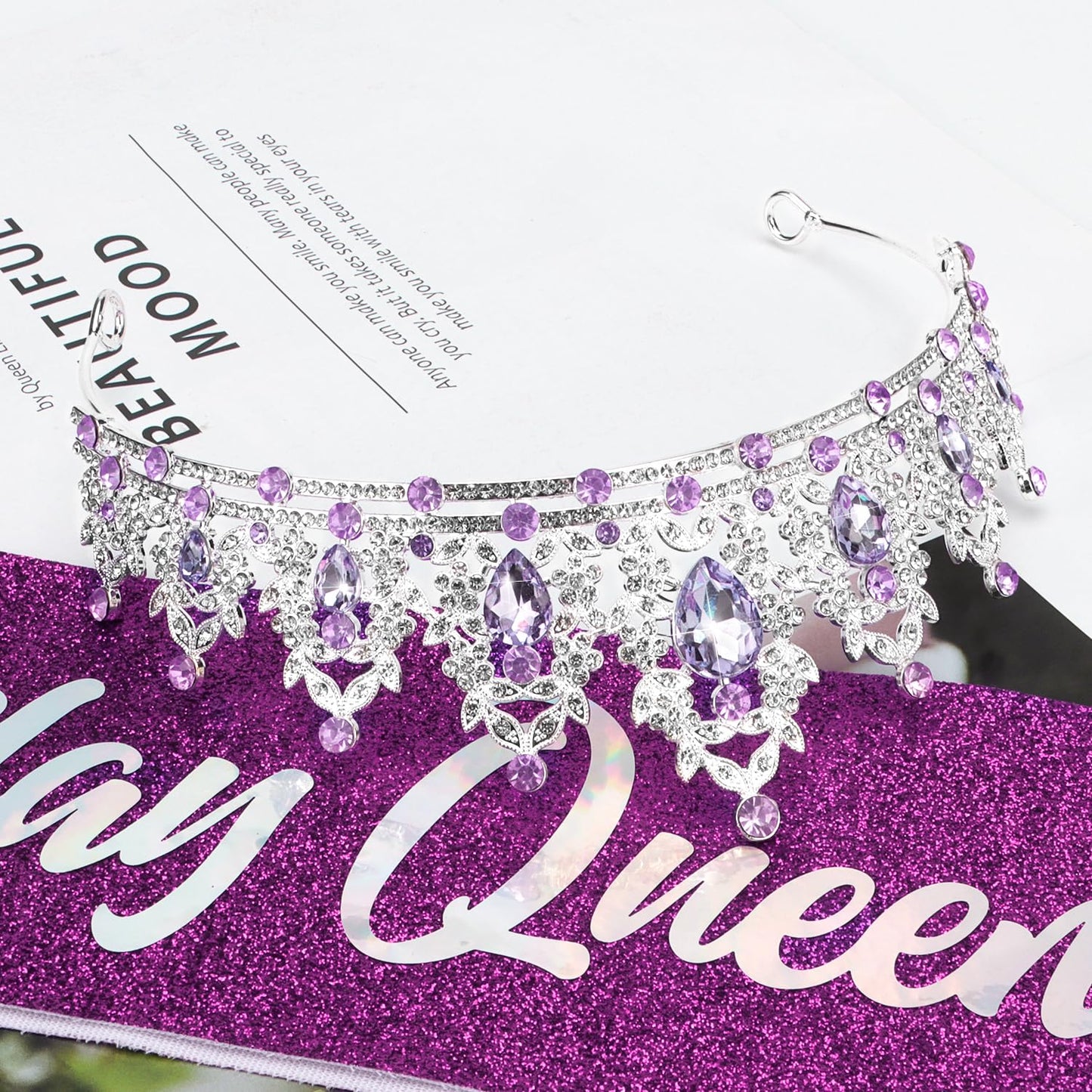 Atoden Green Birthday Crown and Sash Tiara for Women and Girls, Crystal Rhinestone Tiara for Birthday Party, Wedding, Quinceanera, Prom, Festival, EF8277