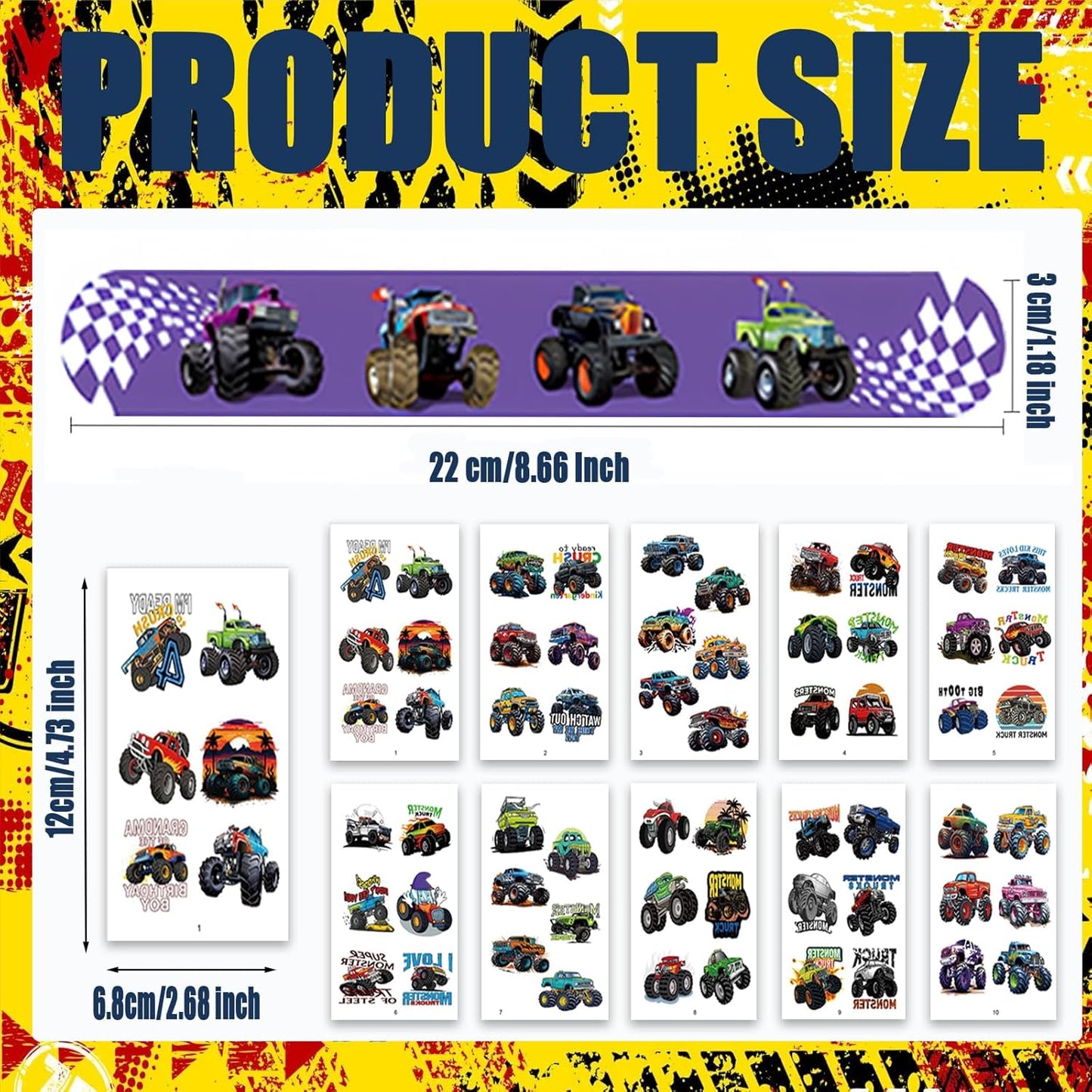 84PCS Engeering Vehicle Party Favors Set – 24pcs Slap Bracelets & 60pcs Temporary Tattoos with Construction Vehicle Designs, Engeering Theme Party Supplies for, Truck Decorations