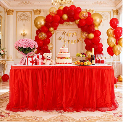 THARAHT Tulle Table Skirt 6FT 180CM Long for Rectangle Tables Round Tables Ruffle Desk Skirt for Princess Girls Birthday Party Cake Dessert Decorations Table Skirt