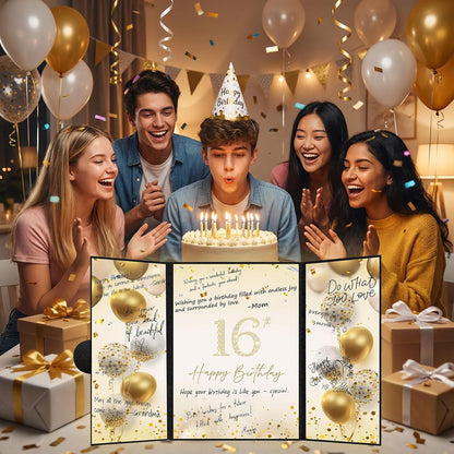 Blue and Silver 16th Birthday Party Decoration Guest Book 16th Happy Birthday Guest Sign in Book Perfect Signature Cardboard Party Supplies Great Birthday Gift for Boys