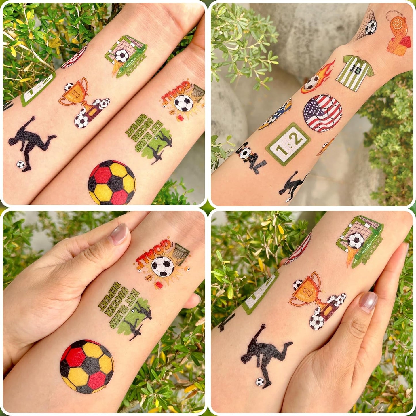 96PCS Soccers Temporary Tattoos Stickers - Sport Soccer Themed Birthday Party Favors Birthday Party Decorations Supplies Accessories Gift Idea For Kids Teen Boys Girls Classroom Prizes Rewards