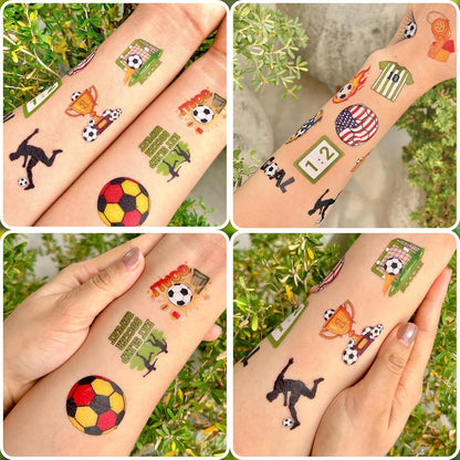 96PCS Soccers Temporary Tattoos Stickers - Sport Soccer Themed Birthday Party Favors Birthday Party Decorations Supplies Accessories Gift Idea For Kids Teen Boys Girls Classroom Prizes Rewards