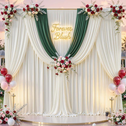 10 ft x 10 ft Wrinkle Free White Backdrop Curtains for Wedding Parties, Polyester Photography Backdrop Drapes for Birthday Parties Stage Backdrop Stand, 2 Panels 5x10FT Background Curtains