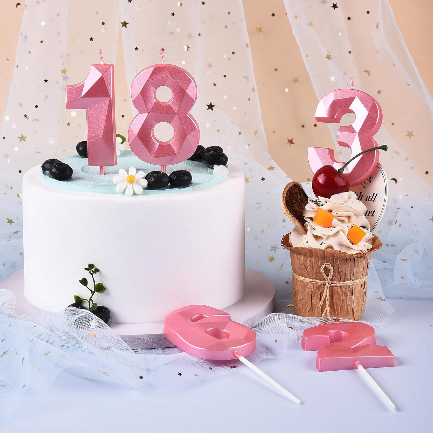PHD CAKE 2.76 Inch Crystal Black 9 Number Birthday Candles, Black Number Candles, Cake Number Candles, Party Celebration