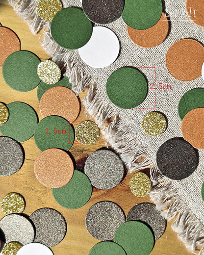 Green Confetti Glitter Golden Greenery Scatter Table Decoration Surprise Paper Craft Anniversary Supplies Birthday Party Bridal Baby Shower Party Wedding Gift Circle Dots Decor 100 Pcs