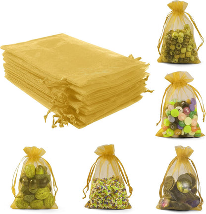ANZNKU Pink Organza Bags 4 x 6 in 50PCS, Small Gift Bags for Goodie Candy Jewelry Soap Packaging, Cute Little Mesh Bag Drawstring Bulk for Wedding Birthday Party Favor Baby Shower & Easter Gifts Wrap