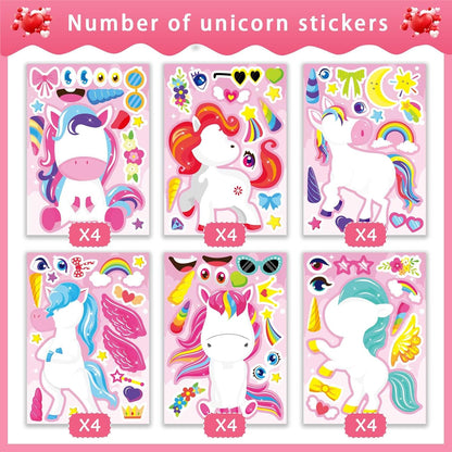 24 Sheets Make a Face Stickers for Kids Toddlers, Make Your Own Animal Mix and Match Sticker Sheets with Sea Animals Horses Dinosaurs Unicorns for Kids Crafts Party Favors Goodie Bags Stuffers