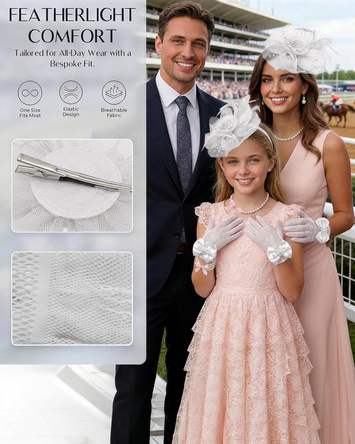 Girls Tea Party Fascinators Hats for Kids Fascinator Tea Party Hat Headband with Gloves Accessories for Girls