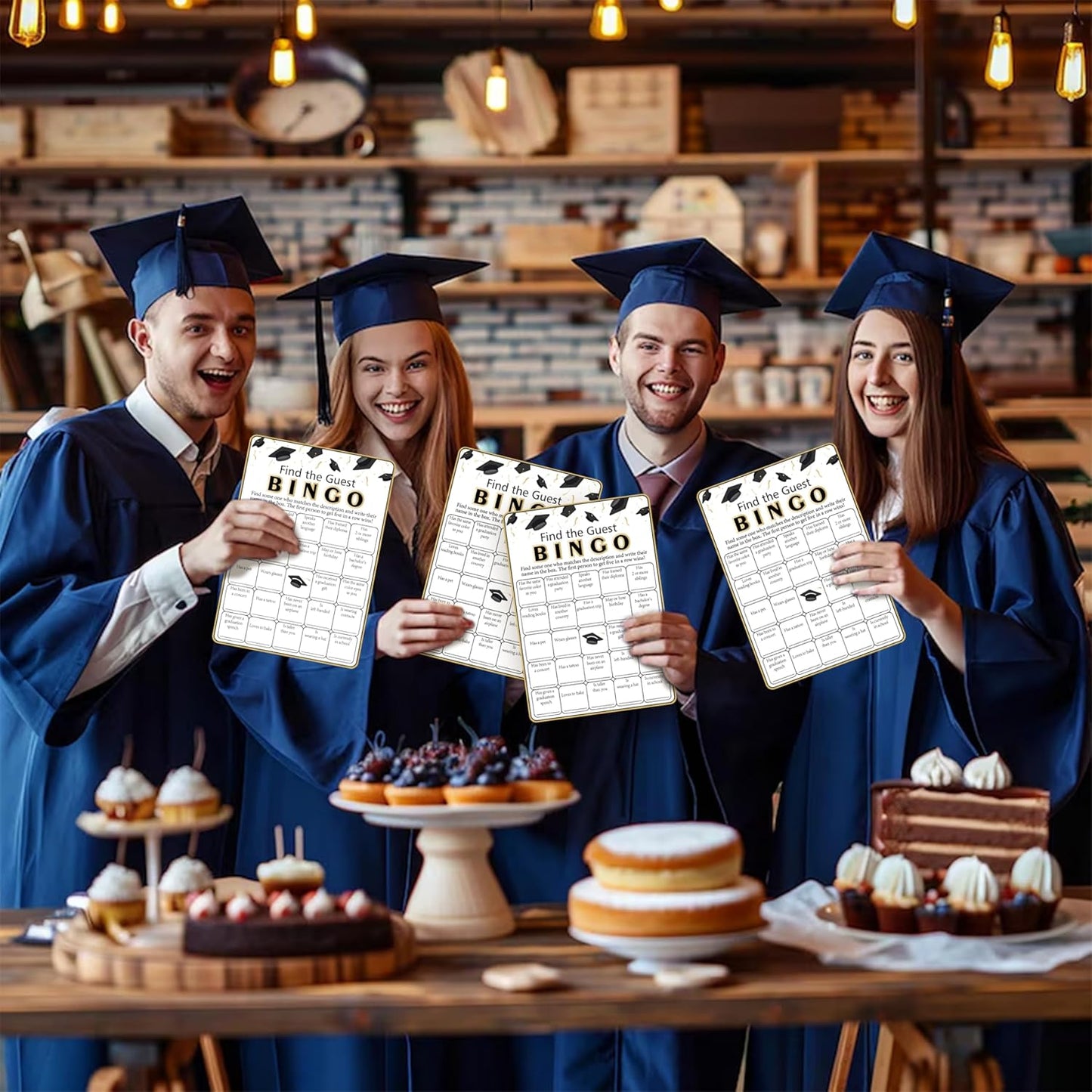 Graduations Bingo Cards, Find The Guest Bingo Game Cards, Graduation Game for 24 Players, Grad Party Ice Breaker Games, Graduation Celebration Party Supplies