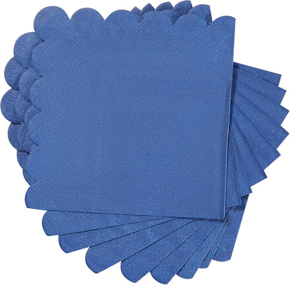 100 Pack Cocktail Napkin 2-Ply Scalloped Edged Dessert Napkins Folded 5 x 5 Inches Disposable Napkins for Dinner Wedding Birthday Party Bridal Anniversary Reception Event (Pink)