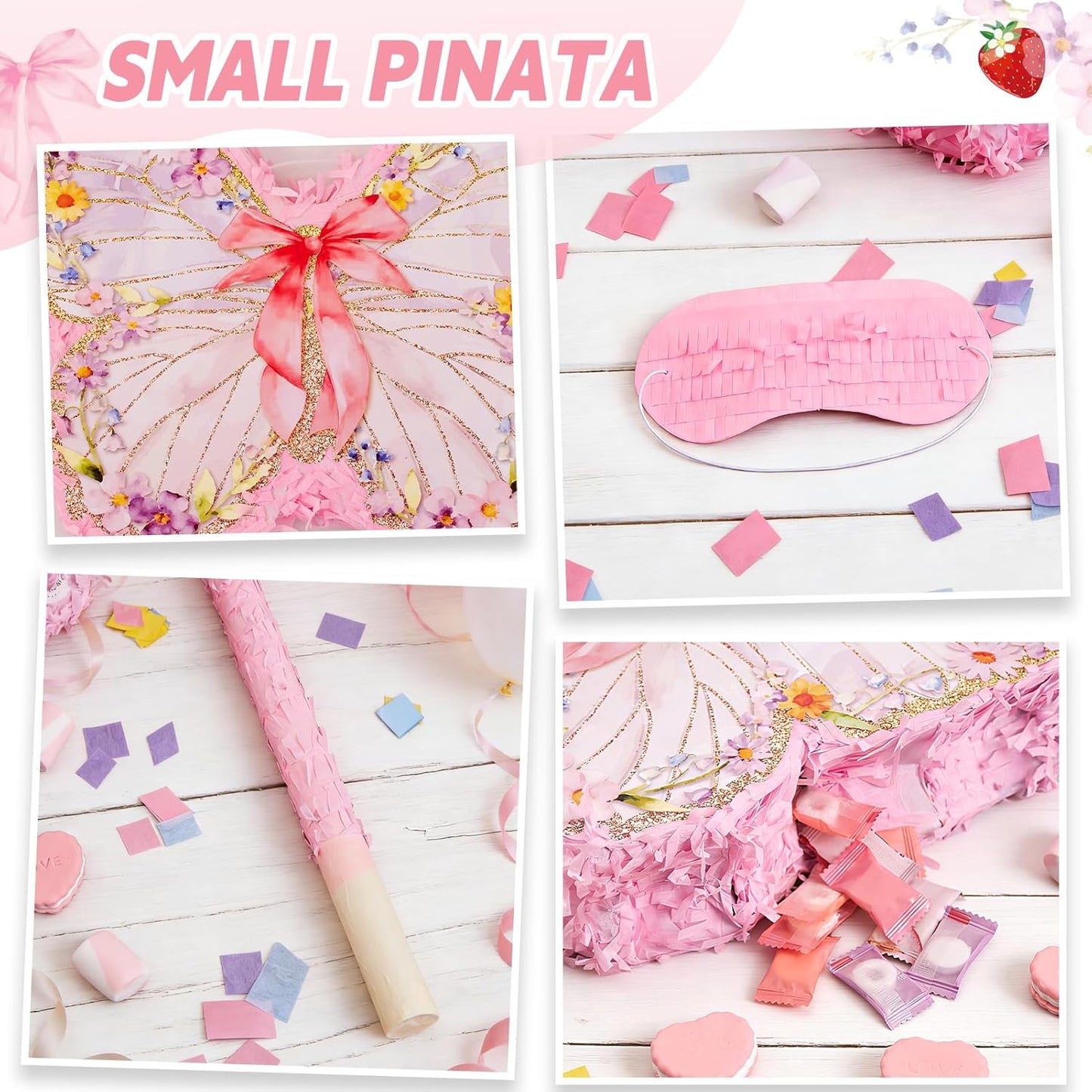 Pink Cowgirl Boot Piñata Set with Bat and Blindfold, 15.7 x 11 in Western Cowgirl Birthday Party Decorations, Girls Theme Party Piñata for Candy & Treats