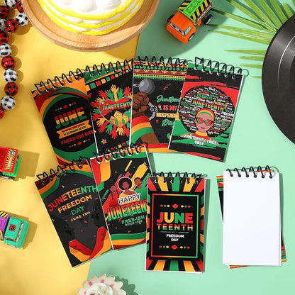 Containlol 24 Pieces Mini Juneteenth Notebooks, Black History Small Mini Memo Pad Notepads for Birthday Gift, Juneteenth Party Favor Supplies, 8 Patterns