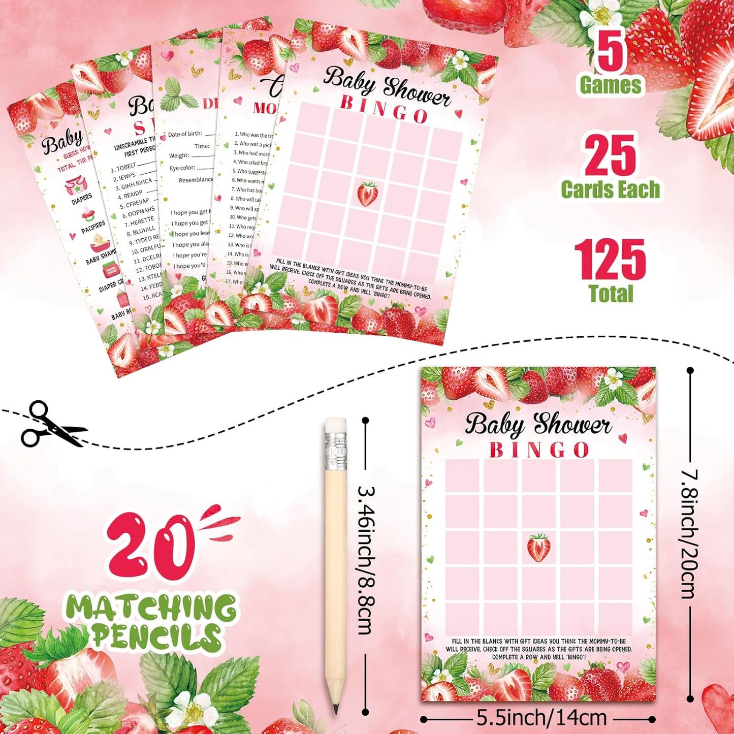 Yinder 145 Pcs Baby Shower Games Activities Cards with 20 Pencils Includes Baby Bingo Description and Wishes Guess Who Price is Right Word Scramble Game(Here Comes the Son)