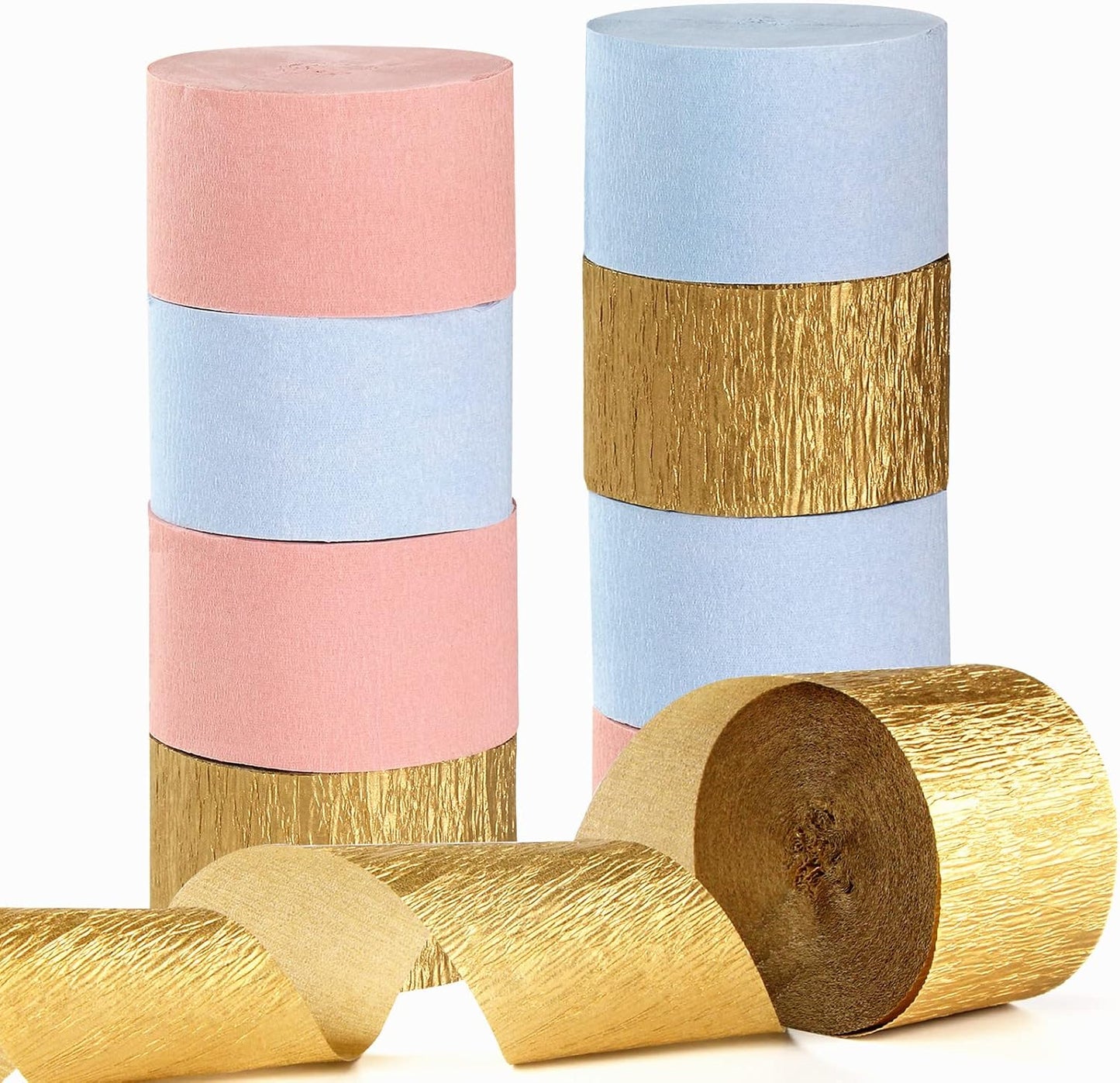 Navy-Blue White- Silver Crepe Paper Streamers - 9 Rolls Royal Blue Graduation 2025 Men Boy Birthday Party Decorations Streamer Wedding Bridal Shower Paper Garland Fathers Day Decor Panduola