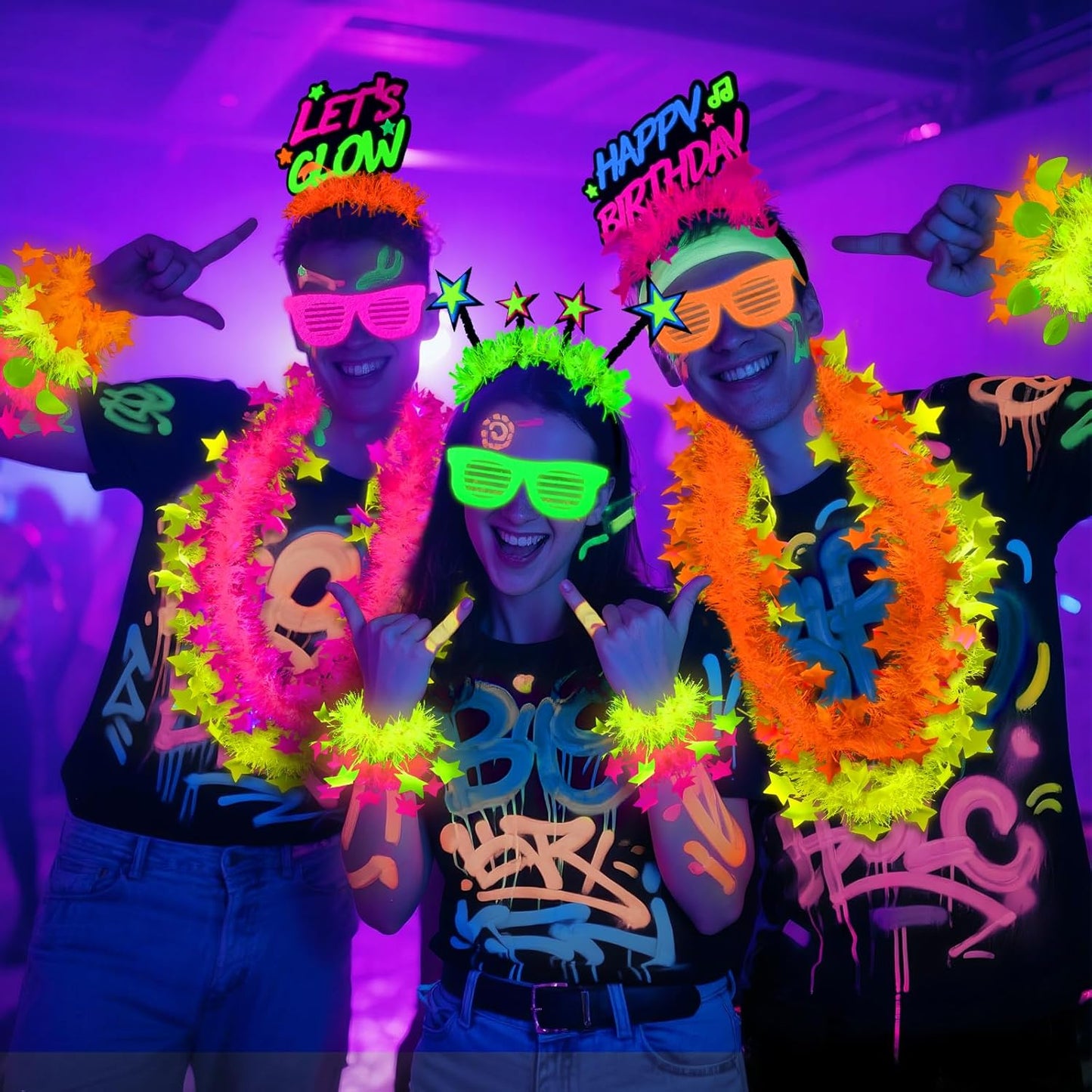 Mega-L 12 Pcs Glow in The Dark Glasses, Glow in The Dark Party Supplies, Neon Fluorescent Blacklight Eyeglasses Party Favors, Glow Photo Booth Props Eyewear Accessories for Women, Men, Adult Halloween