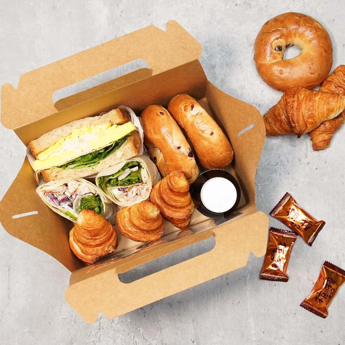 UnicoPak 30 Pack 9x6x6 Gable Boxes, Large White Treat Boxes with Handles, Cardboard Gift Boxes for Party Favors, Lunch, Bakery, Cookies, Picnic, To-Go Food, DIY Gift Packaging