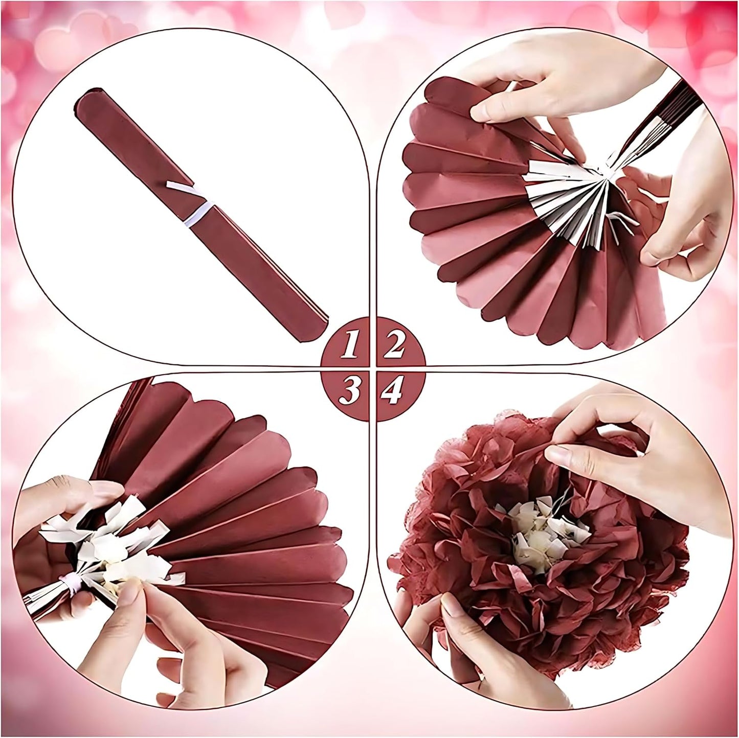 XIKSXITN 12 pc Rose Gold Gradient Tissue Paper Pom poms-Hanging Gold Dot White Paper Pom Poms Paper Flowers Ball for Party Decorative(8&10&12 inch)
