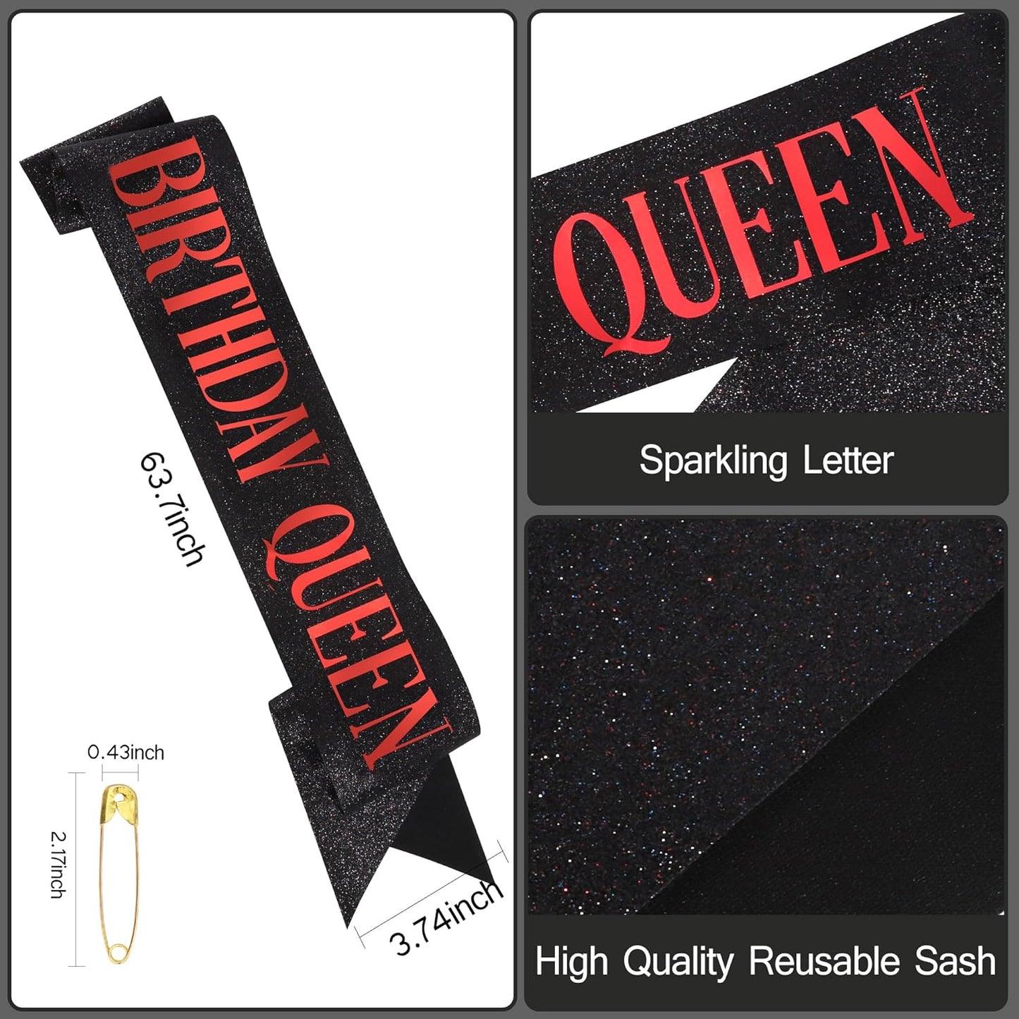 COCIDE Birthday Queen Sash & Rhinestone Tiara Set Gold Happy Birthday Crowns for Women Party Decoration Kit Rhinestone Headband for Women Glitter Crystal Hair Accessories for Cake Topper