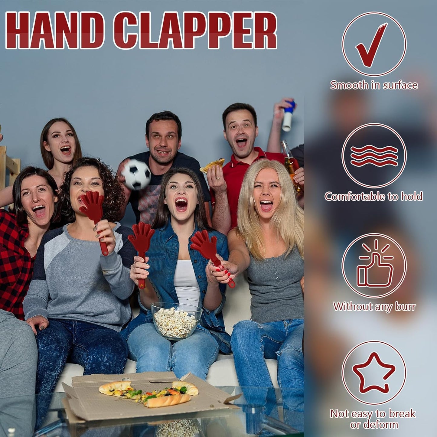24 Pcs Orange Hand Clappers 7.5 Inch Clappers Noisemakers Noise Makers Party Favors Plastic Party Clapper for Sporting Events Cheers Ball Dance Basketball Football Noisemakers（Orange）