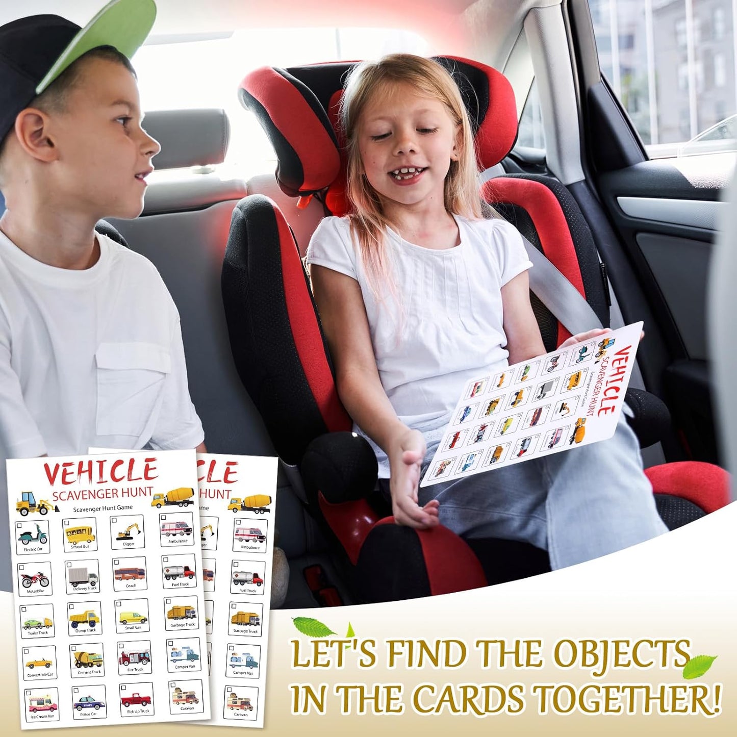 Hoolerry 30 Pcs Nature Scavenger Hunt for Kids Road Trip Game Car Spring Summer Easter Scavenger Hunt Cards Travel Activities Camping Games Outdoor Indoor Seek Activity for Kids Adults(Nature)