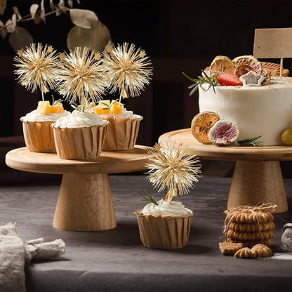 Ephlyn 30Pcs Foil Firework Cupcake Toppers Sparkle Tinsel Cupcake Picks Drink Stirrers Cocktail Food Fruit Toothpicks for Baby Shower Graduation Party Supplies White