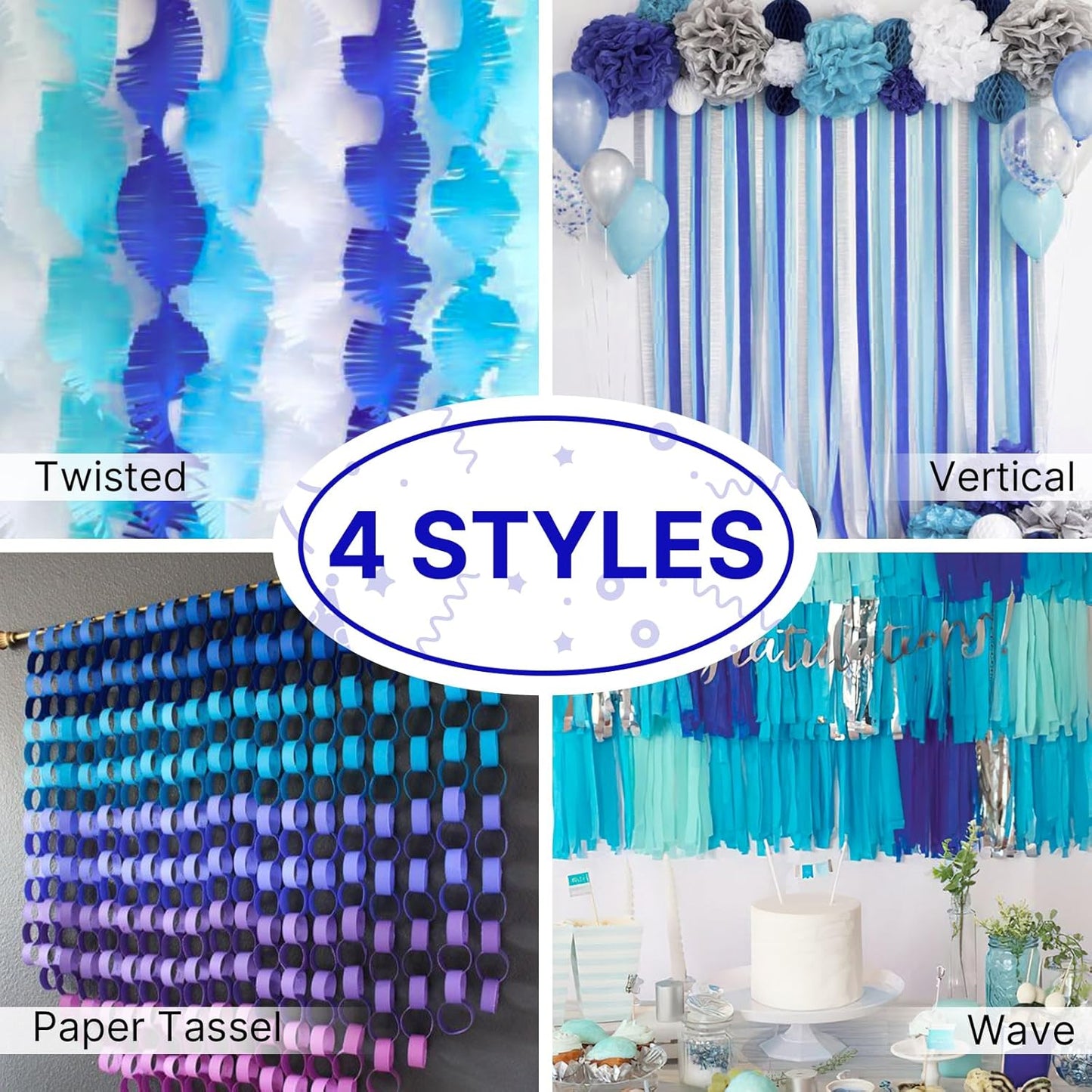 PartyWoo White Crepe Paper Streamers 10 Rolls 820 ft Pack of Pearl White Crepe Paper for Graduation Wedding Baby Shower Anniversary Gender Reveal Birthday Party Decorations (1.8 Inch x 82 Ft/Roll)