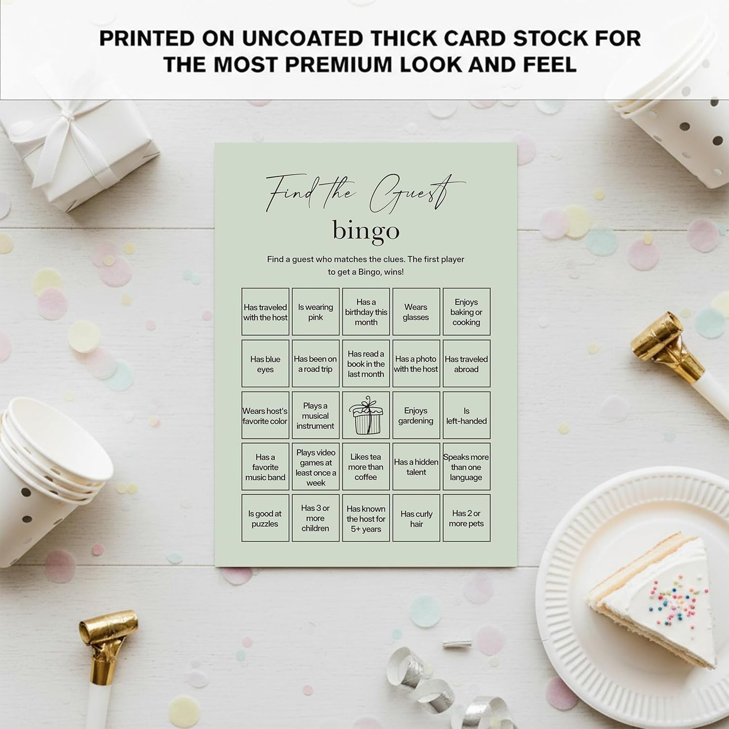 Find The Guest Bingo Cards – 25 Unique Cards, Icebreaker Party Games for Adults, Rustic Blush Pink Mingle Activity for Birthday Parties, Family Reunions, Office Events & Friendsgiving
