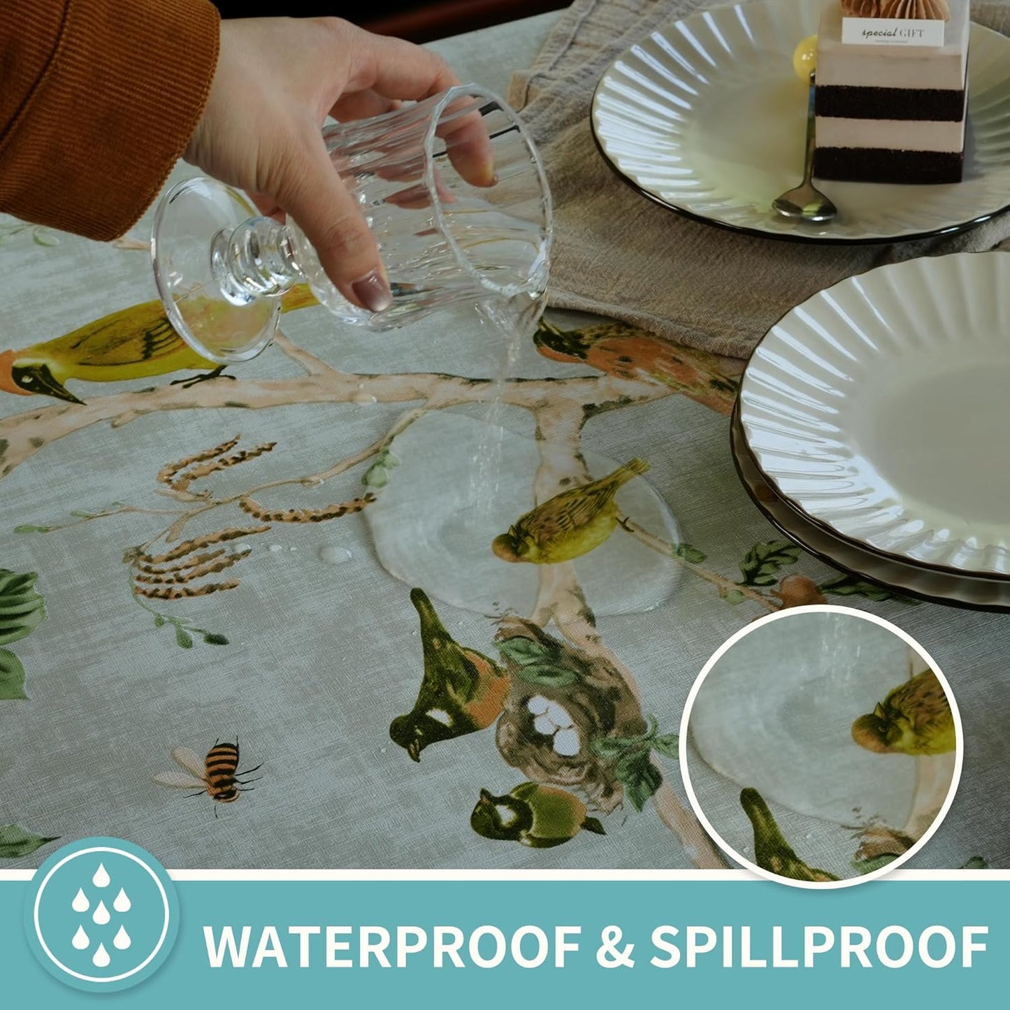 Rectangle Table Cloth,100% Waterproof Tablecloth Oil Proof Spill Proof Vinyl Table Cloth, Wipe Clean Plastic Table Cover for Dining, Camping, Indoor and Outdoor 52" x 70",Leaves
