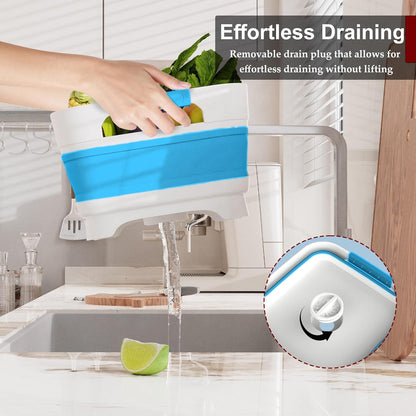 MontNorth 2.4 Gal Collapsbile Wash Basin with Drian Plug,9L Dish Pan for Soaking Baby Bottles,Portable Sink, Multiuse Foldable Bucket,Ice Beverage Tubs for Camping, Vegetable Washing, RV (Gray)