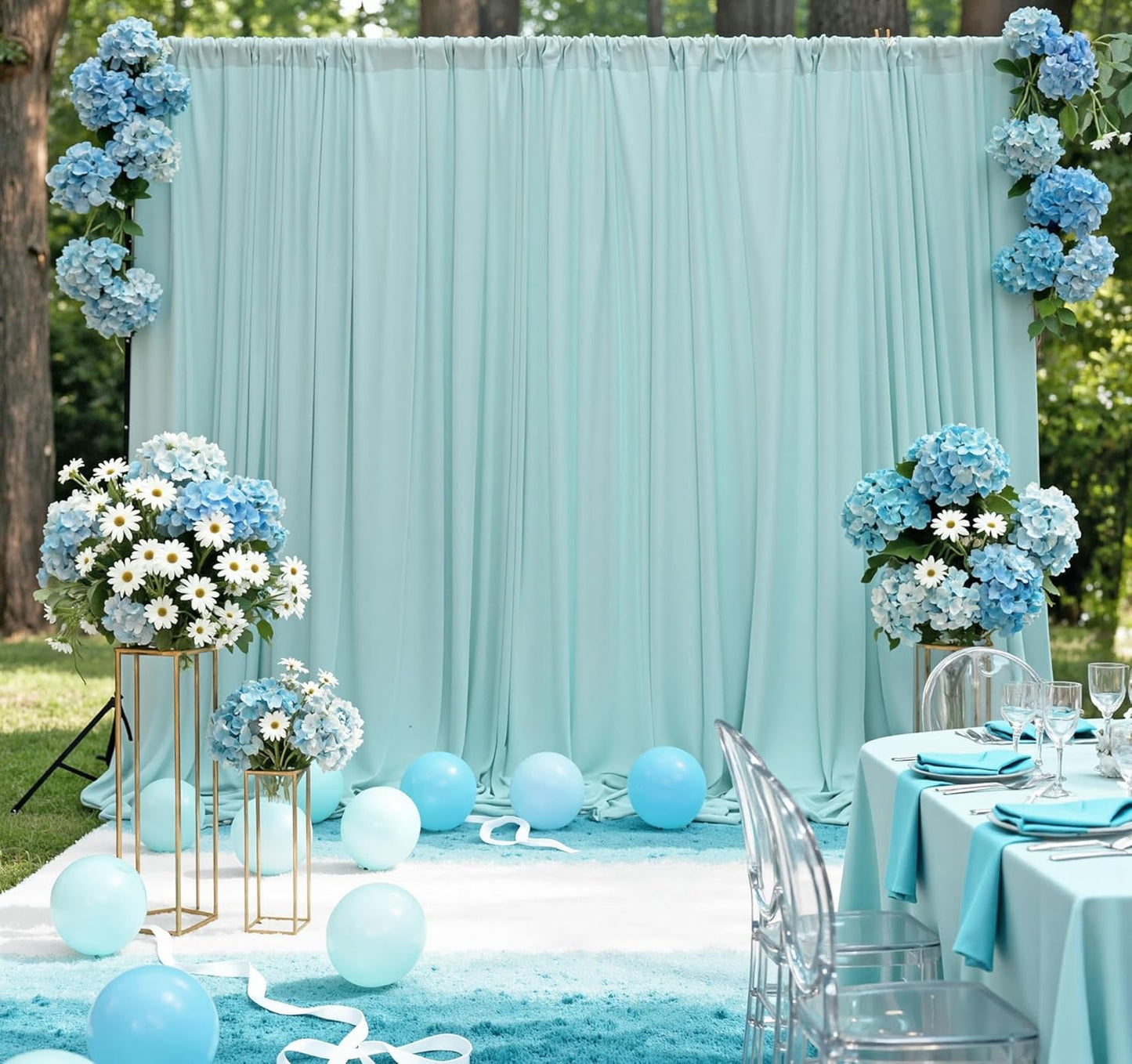 MEETSKY Black Backdrop Curtains for Parties - 10ft x 8ft Party Photo Background Curtain Rod Pocket Fabric Drapes Panels for Boys Birthday Holiday Home Halloween Decoration, 5ft x 8ft, 2 Panels