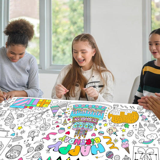 Giant Graduation Coloring Poster, 72 x 30 Inches Large Congrats Grad 2026 Coloring Tablecloth for Graduation Party Supplies Decorations