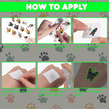 96PCS Dog Party Temporary Tattoos Stickers for Kids – Pre-Cut, Waterproof & Skin-Safe | Cute Puppy Theme 1st 2nd Birthday Supplies, Party Favors, Decorations (Normal)