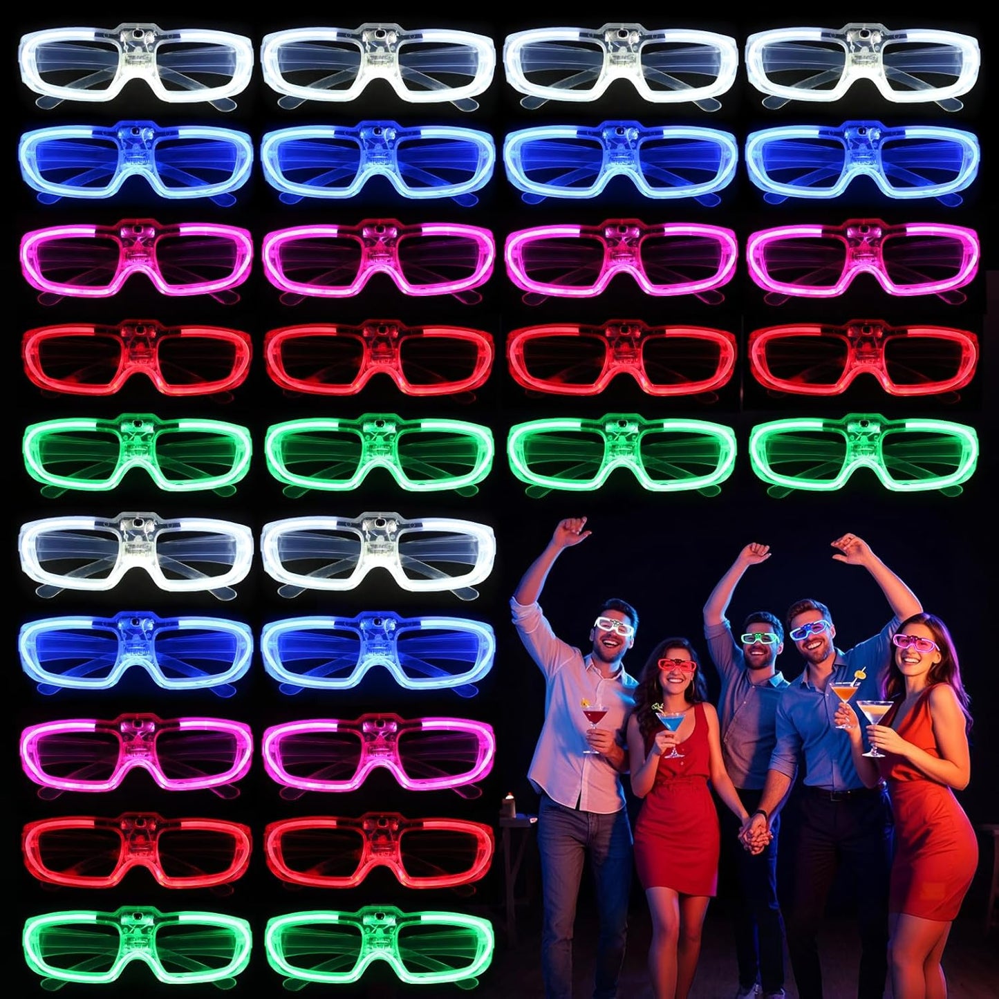70 Packs LED Glasses 5 neon color 3 Light Modes Glow Sticks Light Up Glasses,Glow In The Dark Party Supplies Favors for Kids Adults Flashing toy fit Valentine's Day Easter Christmas Halloween Birthday