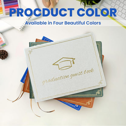 2026 Graduation Guest Book - Elegant 7x9 Inch White, Graduation Memory Book 2026 with Premium 120 Pages, 2026 Graduation Guest Sign in Book for College Graduates (Classic Graduation Gift)