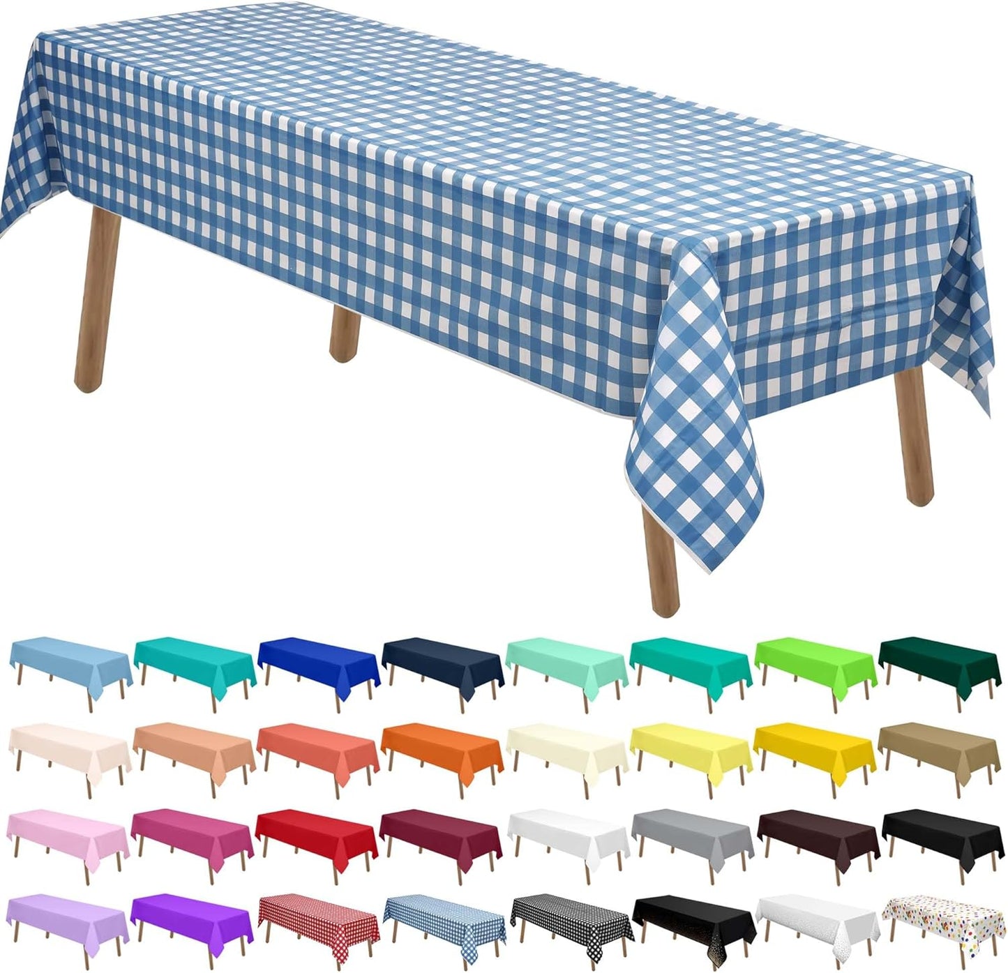 PARTY ULYJA White Plastic Tablecloths 2 Pack Disposable Table Covers 54 x 108 Inch Bridal Shower PEVA Vinyl Table Cloths for Picnic Birthday Wedding Banquet Parties 8 ft Rectangle Table Use