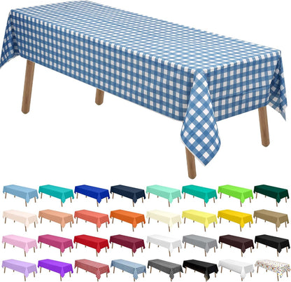 PARTY ULYJA White Plastic Tablecloths 2 Pack Disposable Table Covers 54 x 108 Inch Bridal Shower PEVA Vinyl Table Cloths for Picnic Birthday Wedding Banquet Parties 8 ft Rectangle Table Use