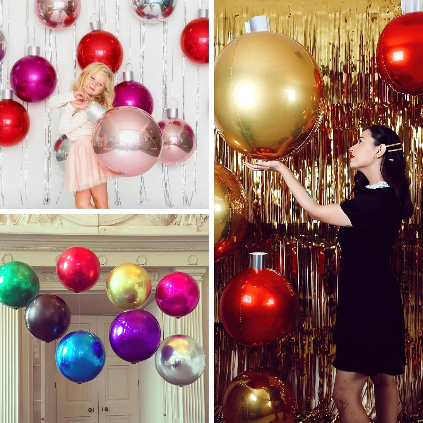 PartyWoo Metallic Gold Foil Balloons 20pcs Different Sizes Pack of 22 15 10 Inch Large Round Foil 4D Inflatable Mirror Ball Mylar Balloons for Graduation Birthday Baby Shower Party Decorations