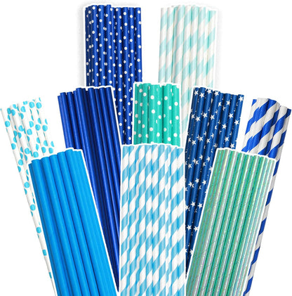 Pink Paper Straws 150pcs Disposable Straws Bulk (10 Pattern) qiqee