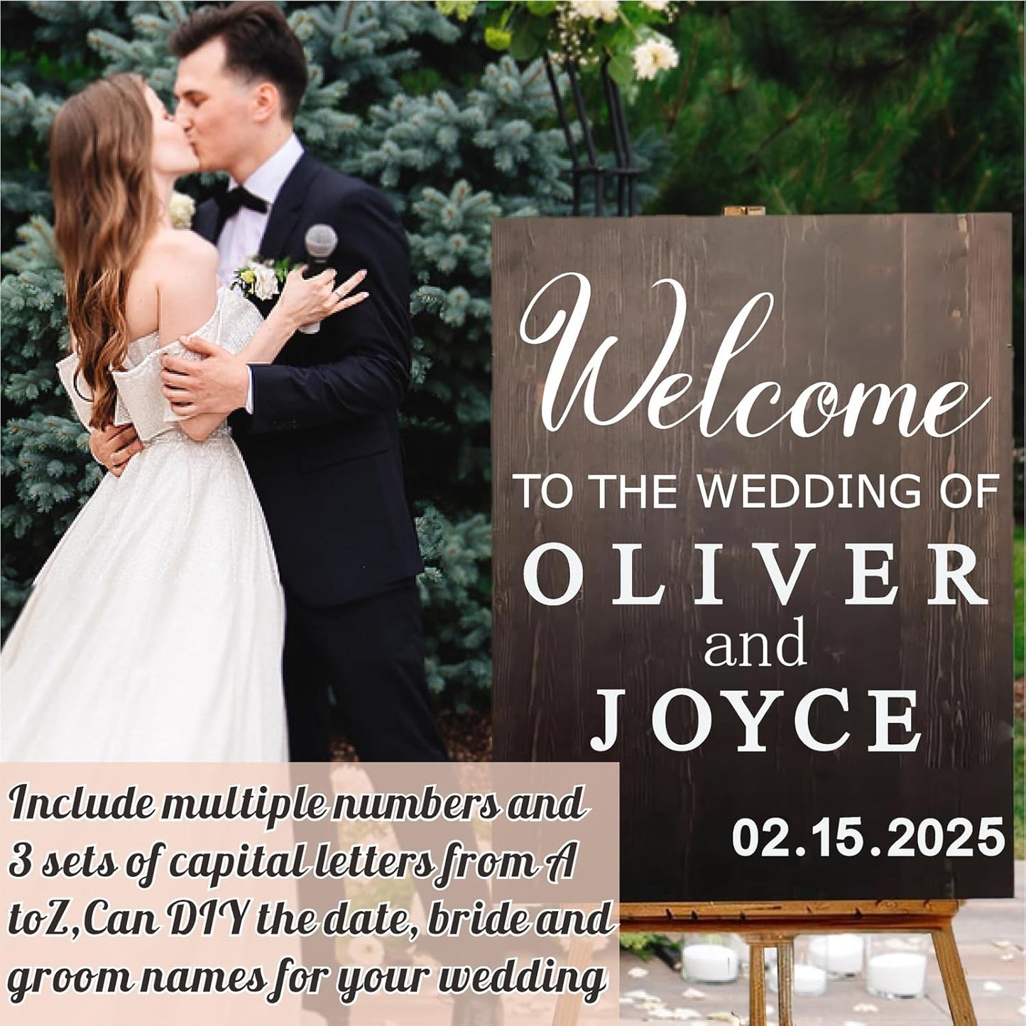 Custom Name Welcome to Our Wedding Signs Personalized Wedding Mirror Decals Selfie Mirror Decal for Wedding Entry Reception Display Golden Date Marriage DIY Vinyl Lettering Welcome Party Decoration