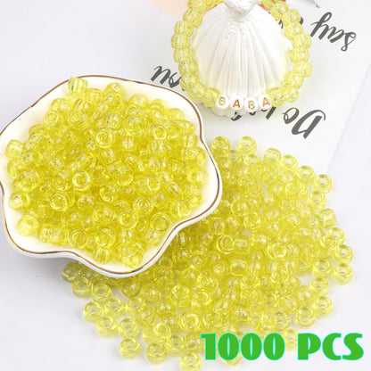 1000Pcs Glow in The Dark Pony Beads 9mm Plastic Kandi Beads Bulk for Friendship Bracelet Necklace Craft Jewelry Making Beads for Hair Braids 9 Color