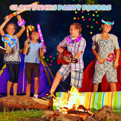 9 Pack Glow Sticks Party Favors Light Up Pop tubes Sensory Toys LED Glow Necklaces Bracelets Birthday Goodie Bag Stuffers Classroom Prizes Gifts for Boys Girls Toddlers Halloween Easter Gift