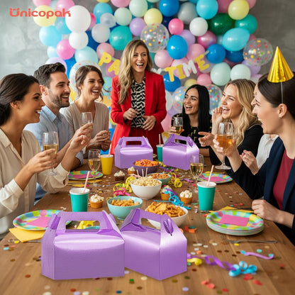 UnicoPak 30 Pack Party Favor Boxes Treat Boxes, White Gable Gift Boxes for Party Favors Goodies Cookies Treats Candies Meals Lunch, 6.5x3.5x3.5 Inches