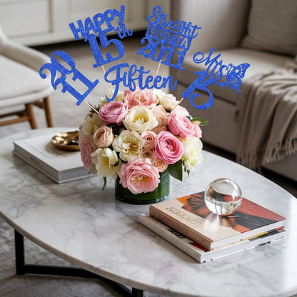 15 PCS 50th Birthday Centerpiece Sticks Fifty Happy 50th Straight Outta 1976 Table Flower Centerpieces Sticks Cheers to 50 Floral Decorations for 50th Birthday Party Centerpieces Supplies Black