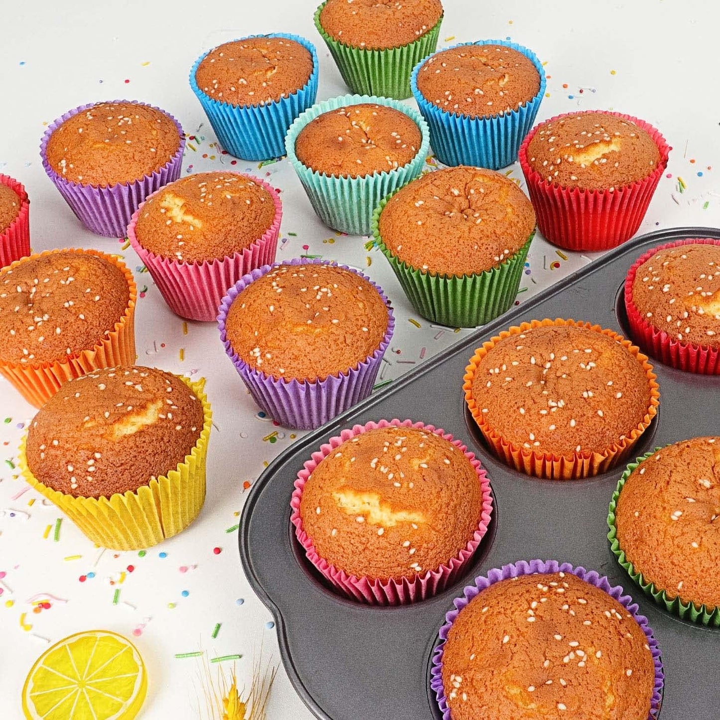 Gifbera Bright Rainbow Standard Cupcake Liners Solid Colorful Paper Baking Cups 400-Count